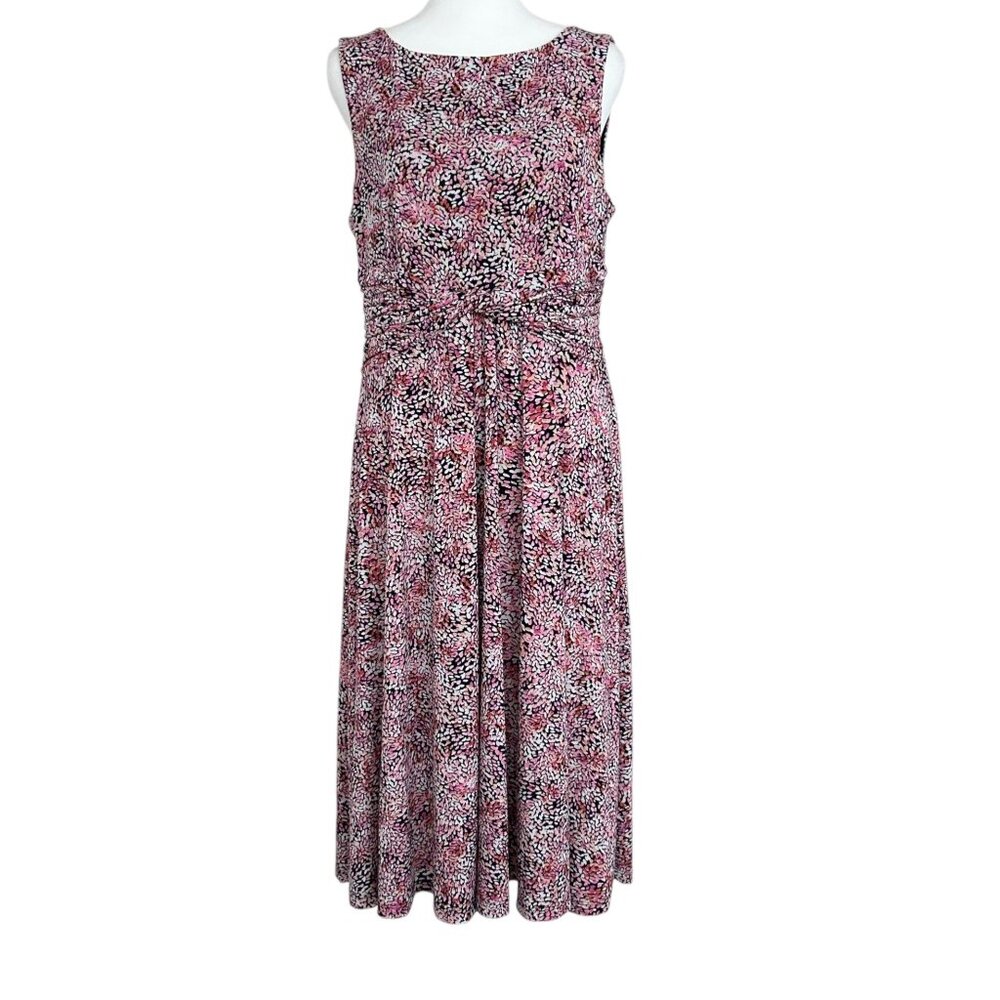 Jessica H Sleeveless Abstract‎ Print Ruched Waist Dress (10)